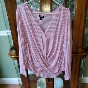 Pink And White Striped Blouse